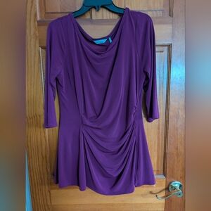 Purple Draped Front Tunic Top